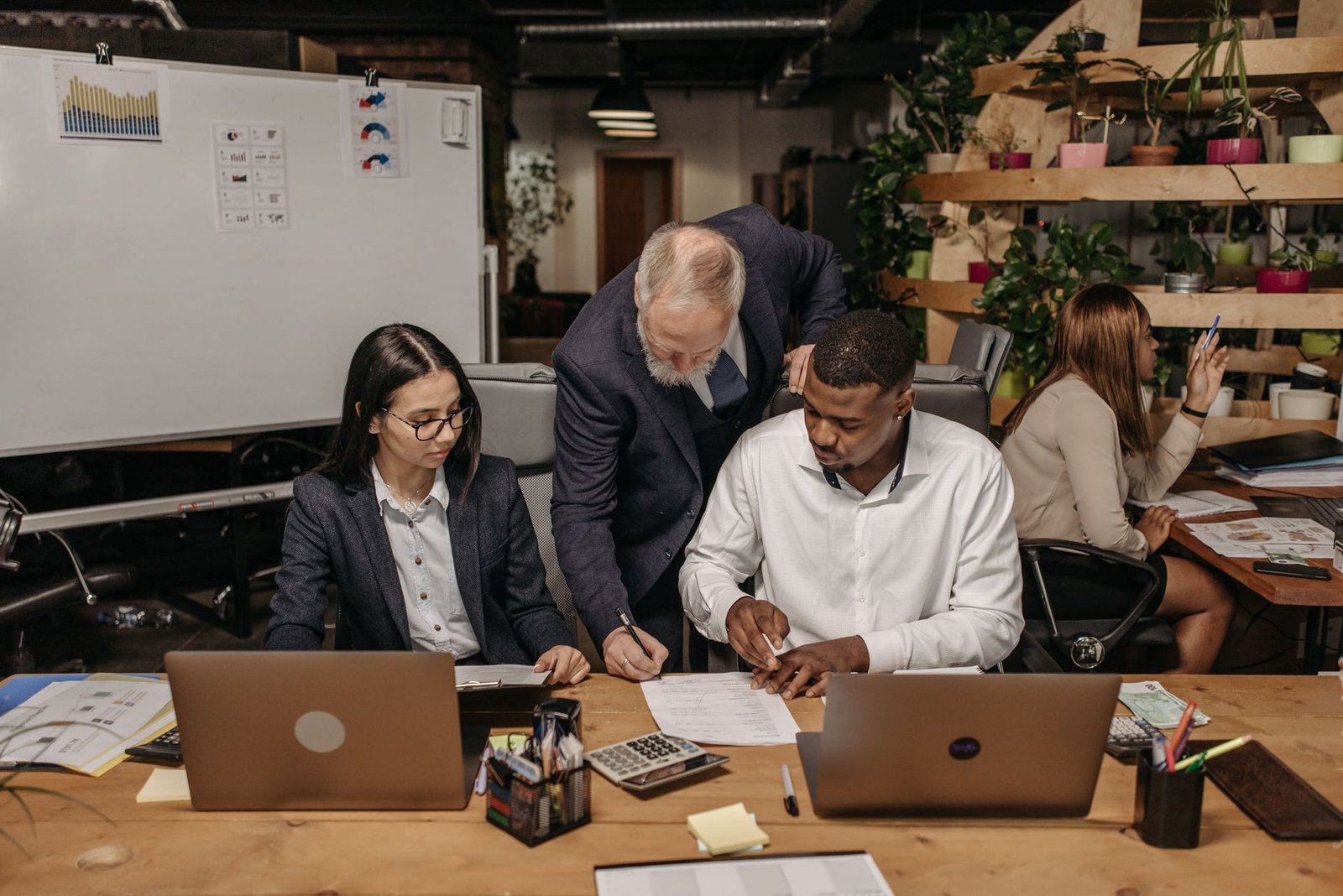 people working at an office